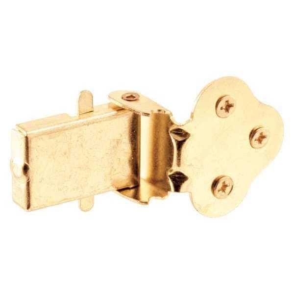 Primeline Tools Wood Window Flip Lock, 5/8 in. Projection, Stamped Steel Construction, Brass Plated (Single Pack) - U 9926