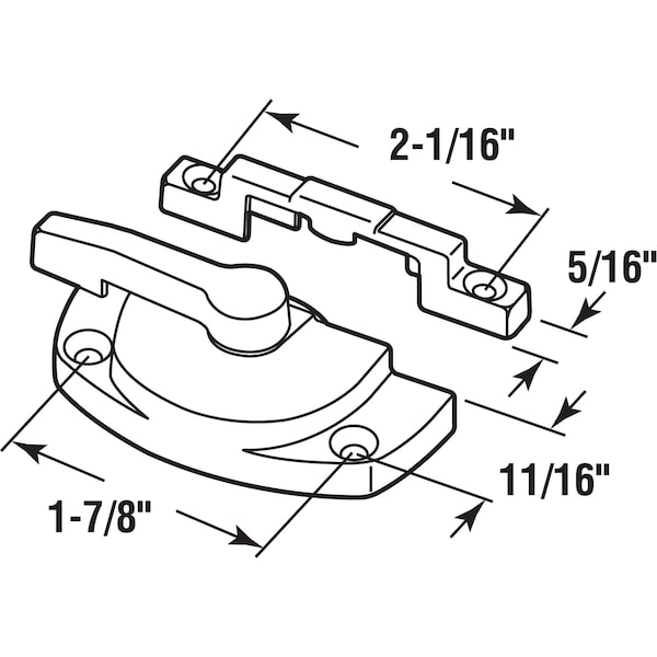 Prime-Line Window Sash Lock 1-7/8 H/C w/Keeper 2 H/C Beige w/Screws (Single Pack) - F 2917