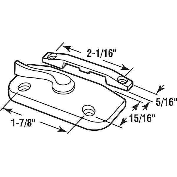 Prime-Line Window Sash Lock 1-7/8 H/C w/ Keeper 2-1/16 H/C Diecast Beige w/Screws (Single Pack) - F 2916