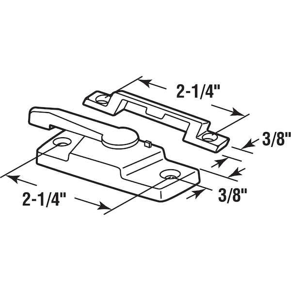 Prime-Line Window Sash Lock 2-1/4 H/C w/ Keeper 2-1/4 H/C Diecast White w/Screws (Single Pack) - F 2922