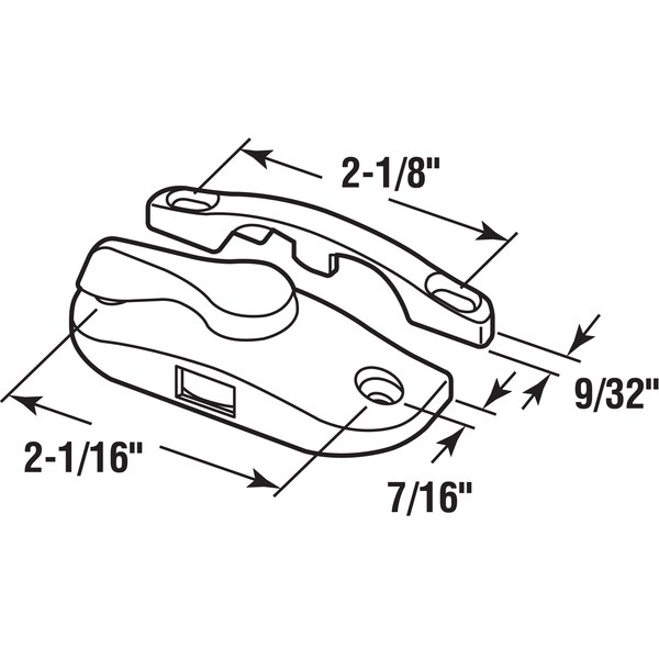 Prime-Line Window Sash Lock 2-1/16 H/C w/ Keeper 2-1/8 H/C Diecast White w/Screws (Single Pack) - F 2895