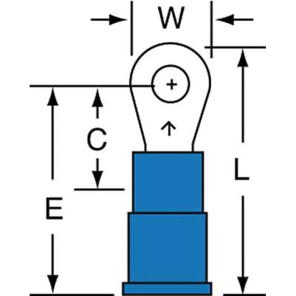 Terminal de anillo de vinilo de 16-14 AWG para perno #4, paquete de 1000 - MV14-4R/SK
