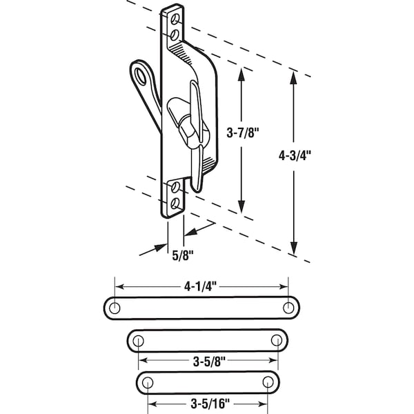 Prime-Line Jalousie Operator, Reversible, With Three Link Arms, Aluminum Finish Single Pack - H 3557