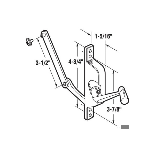 Prime-Line Jalousie Operator, 3-1/2 in. Link, Aluminum, Crank Handle (Single Pack) - H 3548