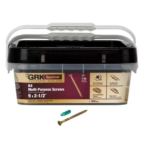 Grk Fasteners GRK Fasteners 5149927 9 x 2.5 in. R4 Frame & Dark Screw - Pack of 900 - 5149927