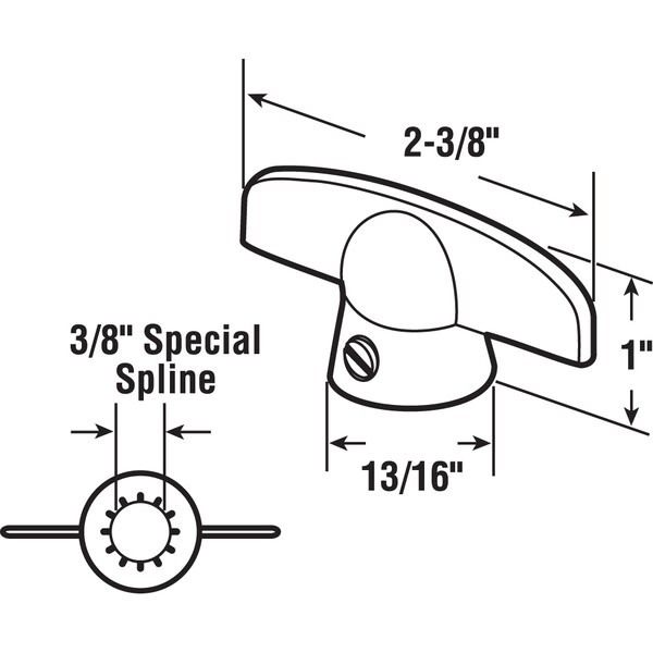 Prime-Line 3/8 in. White Tee Handle Casement Operator, Pella 2 Pack - H 3814