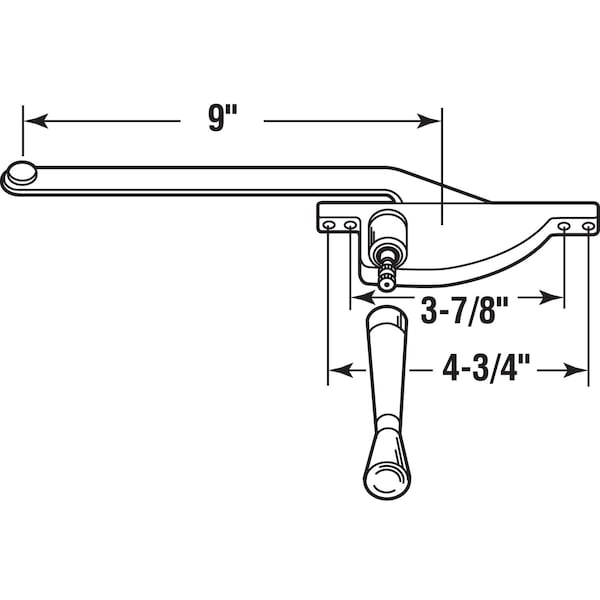 Prime-Line Prime-Line Die-Cast Gray Aluminum Right Single-Arm Casement Window Operator For Steel Framed Windows - 1762-LA