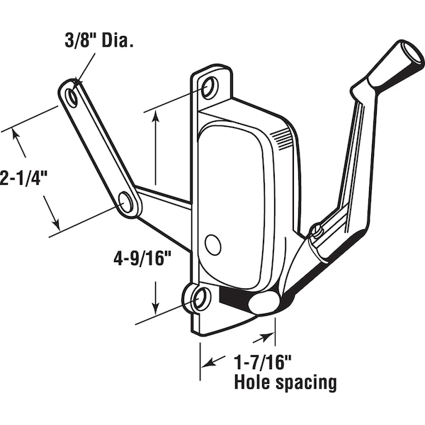 Prime-Line 9 in., Diecast Aluminum, Surface Mount Right Hand Casement Operator Single Pack - H 3799
