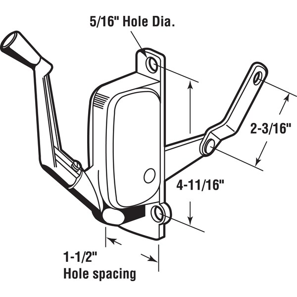 Prime-Line Miami Awning Operator, Gray, Right Hand, 2-3/16 in. Offset Link (Single Pack) - H 3666