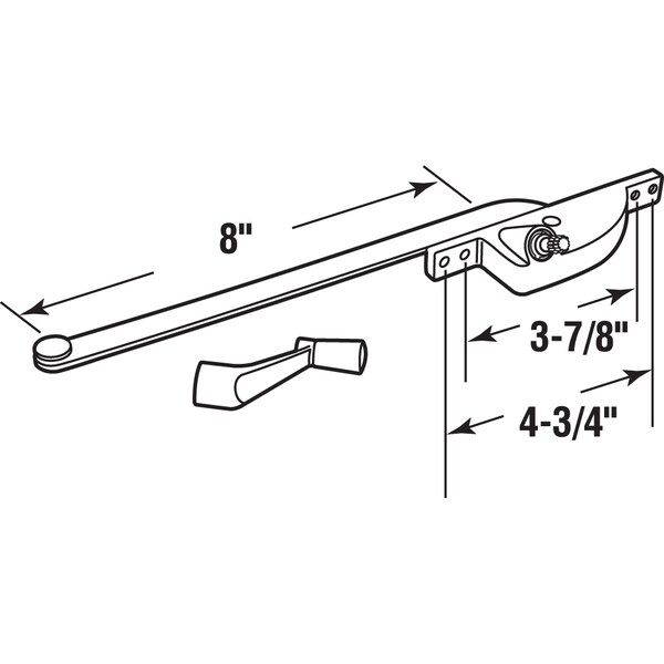 Prime-Line Steel Casement Operator, 8 in. Arm, Teardrop Housing, Aluminum, Right Single Pack - H 4287