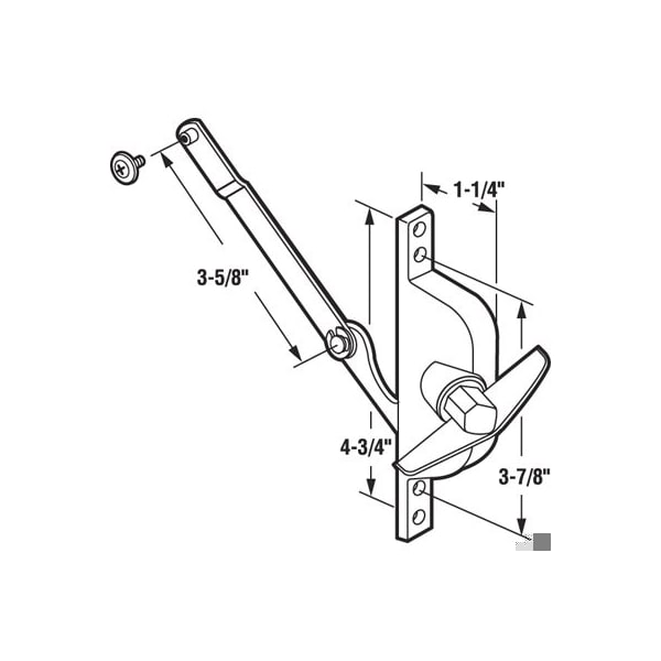 Prime-Line Diecast Aluminum, Universal Jalousie Operator with 3-5/8 in. Link, Daryl Windows (Single Pack) - H 3932