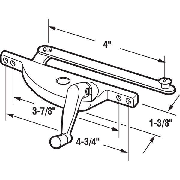 Prime-Line Aluminum Finish Off-Set Right-Hand Jalousie Operator Single Pack - H 3550