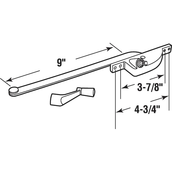 Prime-Line 9 in. Aluminum Teardrop Type Right-Hand Casement Operator Single Pack - H 4288