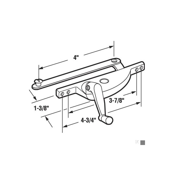 Prime-Line Aluminum Finish Off-Set Left-Hand Jalousie Operator (Single Pack) - H 3549