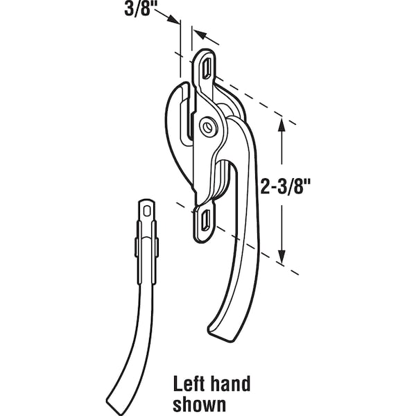 Prime-Line Aluminum Diecast, Left Hand, Casement Window Locking Handle Single Pack - H 3541