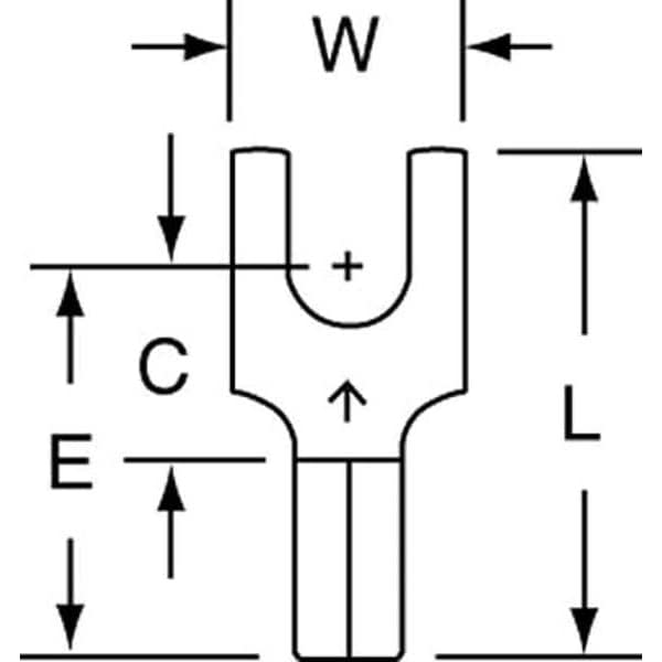Terminal de horquilla sin aislar para bloque de 22-18 AWG #6 con perno, paquete de 1000 - MU18-6FBHTK