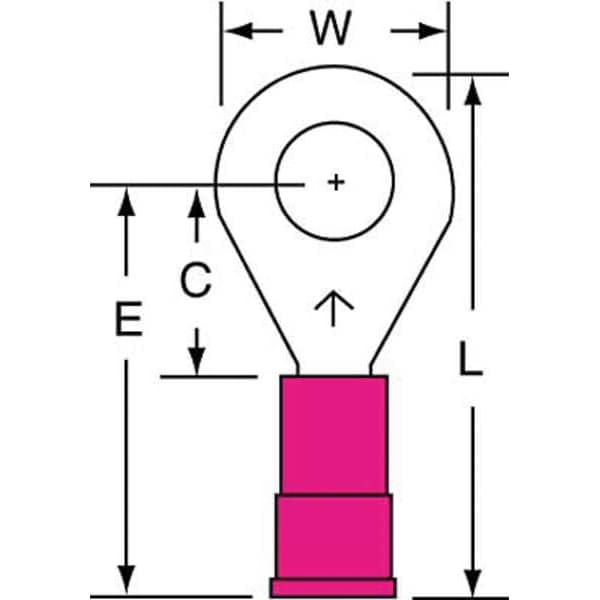 Terminal de anillo de vinilo de 22-18 AWG 1/4" de espesor, paquete de 1000 - MV18-14R/SK