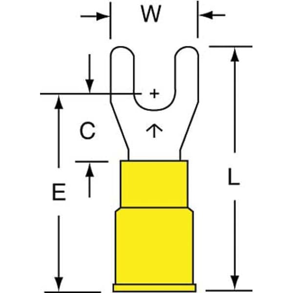 Terminal de horquilla de vinilo de 3M 12-10 AWG para tornillo #8 (paquete de 500 unidades) - MVU10-8FK