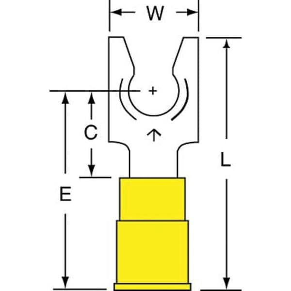 Terminal de horquilla de bloqueo de vinilo 12-10 AWG 3M 1/4" Stud PK500 - MV10-14FLK