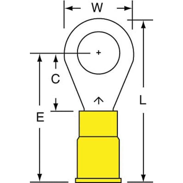 Terminal de anillo de vinilo de 12-10 AWG de 3M, 5/16" de diámetro de perno, paquete de 500 unidades - MVU10-516R/SK