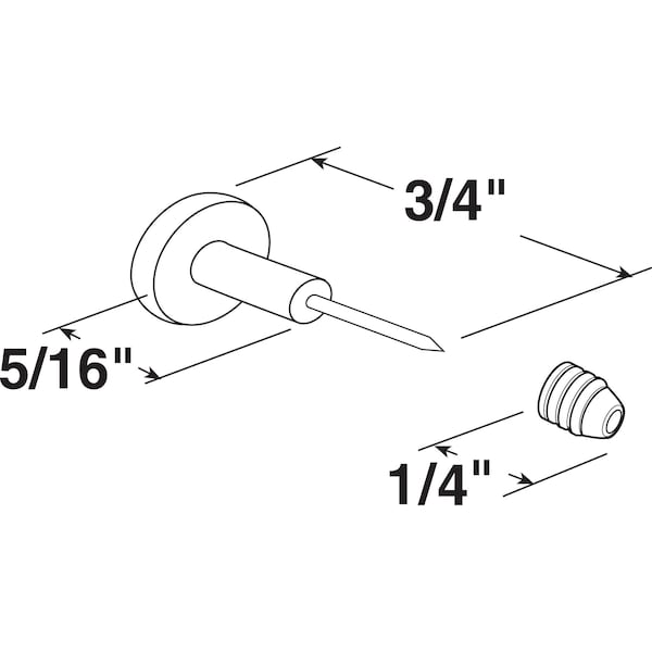 Prime-Line 3/4 in. Steel Pin with Plastic Bushing, Window Grid Retainer (6 Pack) - L 5776