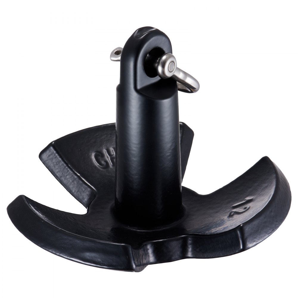 VEVOR River Anchor, 12 LBS Boat Anchor Cast Iron Black Vinyl-Coated with Shackle, Marine Grade Mushroom Anchor for Boats Up To 10 ft, Impressive Holding Power in River and Mud Bottom Lakes - HMDPZT12B000EDC67V0