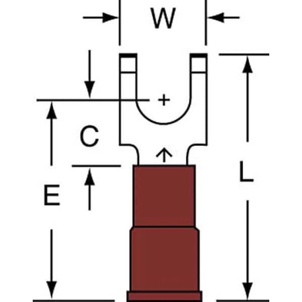 Terminal de horquilla de bloque de nylon 22-18 AWG #10 Stud PK1000 - MNG18-10FFBK