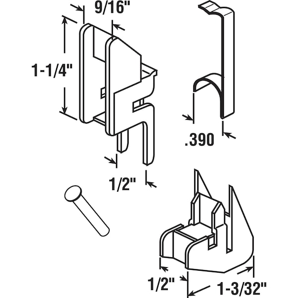 Prime-Line Block and Tackle Top and Bottom Guides, 1-3/32 in., Plastic and Steel Components (1 Set) - FS 291B