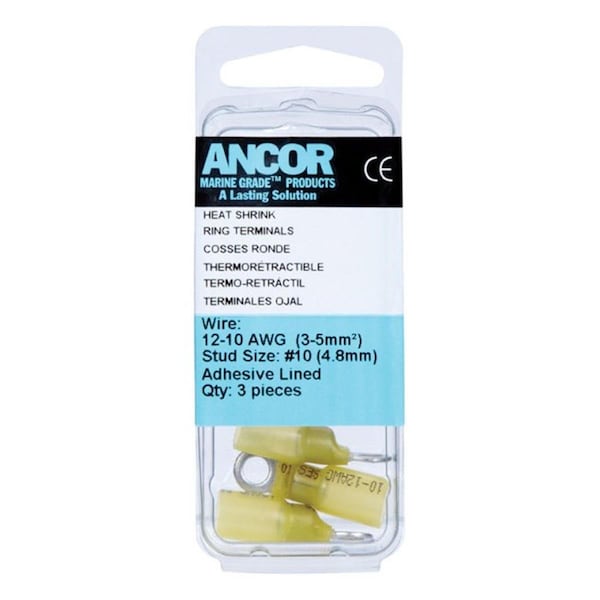 Safety First Ancor 312303 Terminal de Anillo Termocontraible con Adhesivo para Ambiente Marino - Amarillo - SA3313498