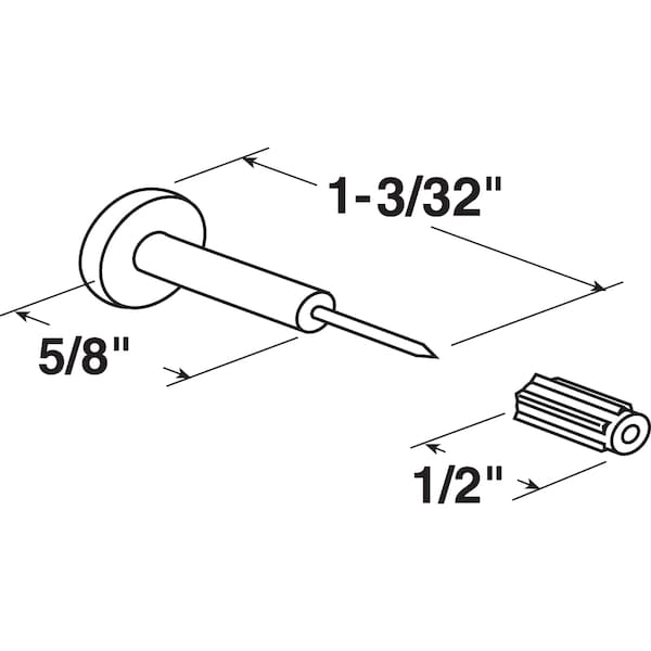 Prime-Line 1-1/8 in. Steel Pin with Plastic Bushing, Window Grid Retainer 12 Pack - L 5775-12