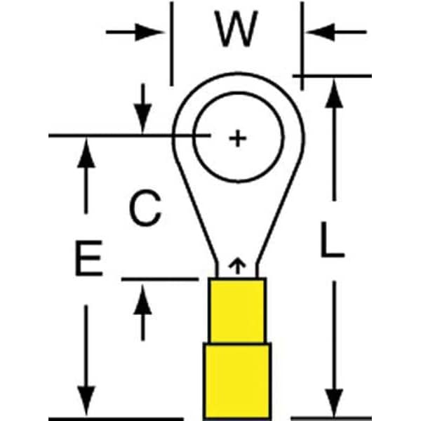 Terminal de anillo de nylon de 26-24 AWG para tornillo #8, paquete de 1000 unidades - MN24-8RK