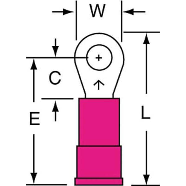 Terminal de anillo de vinilo de 22-18 AWG para tornillo #6 paquete de 1000 - MV18-6R/SK