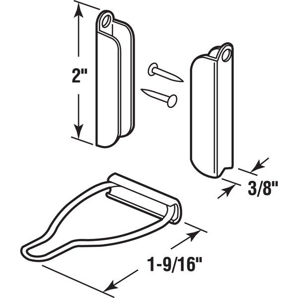Prime-Line 2 Hangers and 1 Latch, 3/8 in., Mill 1 Set - PL 8101