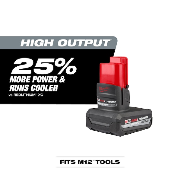 Milwaukee Tool M12 REDLITHIUM HIGH OUTPUT XC5.0 Extended Capacity Battery Pack - 48-11-2450