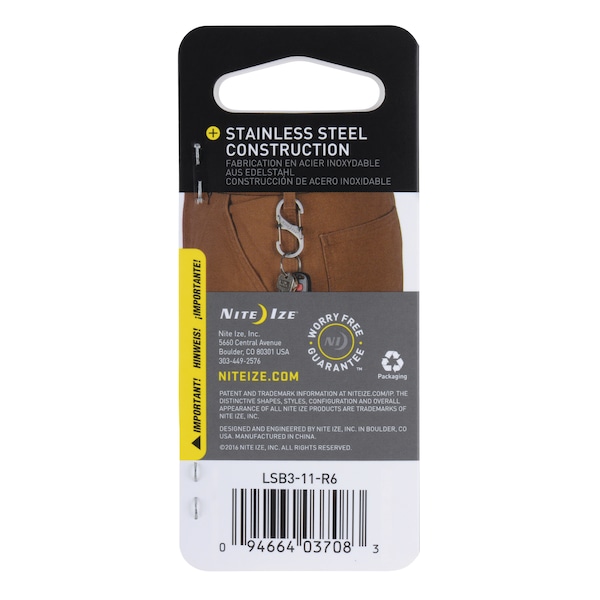 Nite Ize 2023 Nite Ize S-Biner Slidelock Stainless Steel No 3, Stainless,  - NIT-LSB3-11-R6
