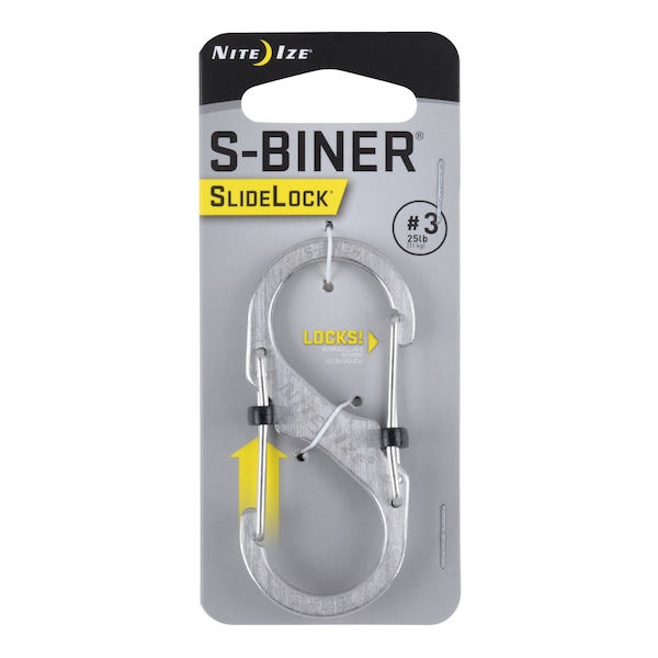 Nite Ize 2023 Nite Ize S-Biner Slidelock Stainless Steel No 3, Stainless,  - NIT-LSB3-11-R6