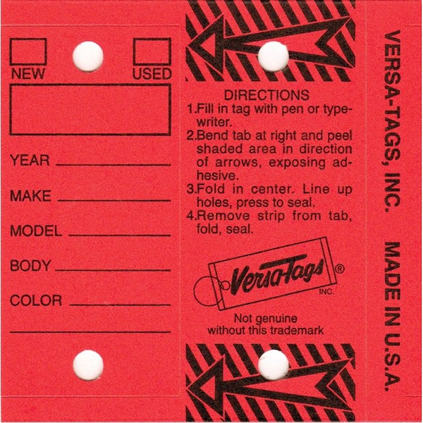 Car Dealer Depot Genuine Versa-Tag Key Tags: Red Pk - 414