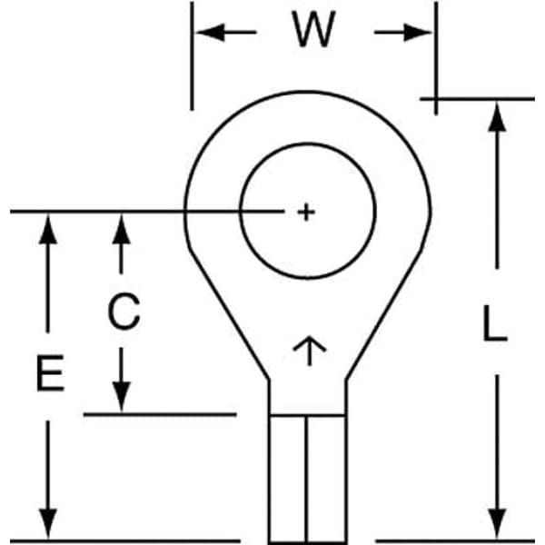 Terminal de anillo no aislado de calibre 16-14 AWG para perno de 1/4", paquete de 1000 unidades - MU14-14R / SK