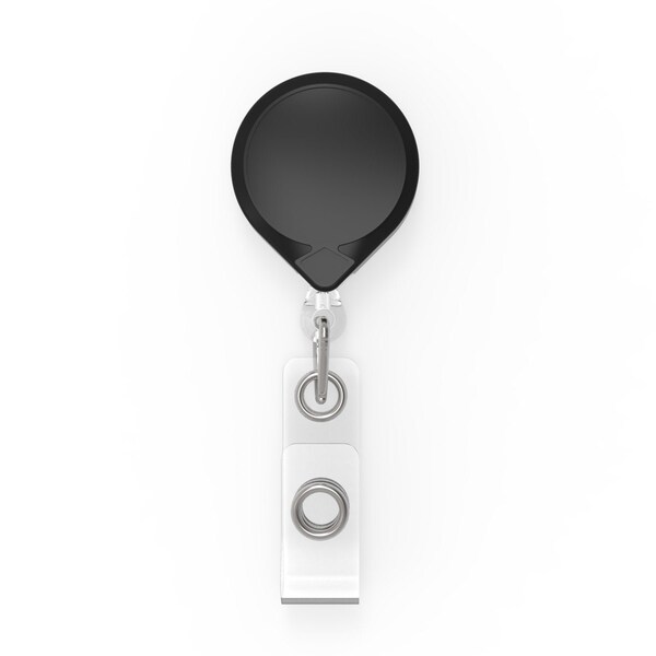 Key-Bak KEYBAK Round MINI-BAK Small Retracting Reel - Gray, Belt Clip, ID Badge Strap, Clamshell - 0054-005