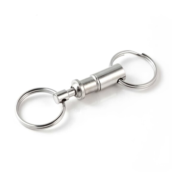 Key-Bak KEYBAK Quick Release Pull Apart Dual Key Ring, Nickel Finish, Cylindrical, 5PK - 0500-002