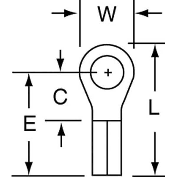 Terminal de anillo no aislado de 16-14 AWG para perno #6, paquete de 1000 unidades - MU14-6RHT/SK.