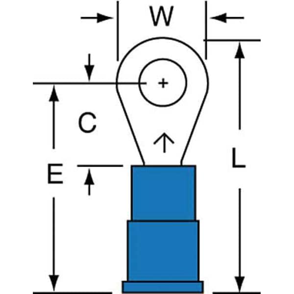 Terminal de anillo de vinilo de 16-14 AWG con tornillo #8, paquete de 1000 - MVU14-8RK