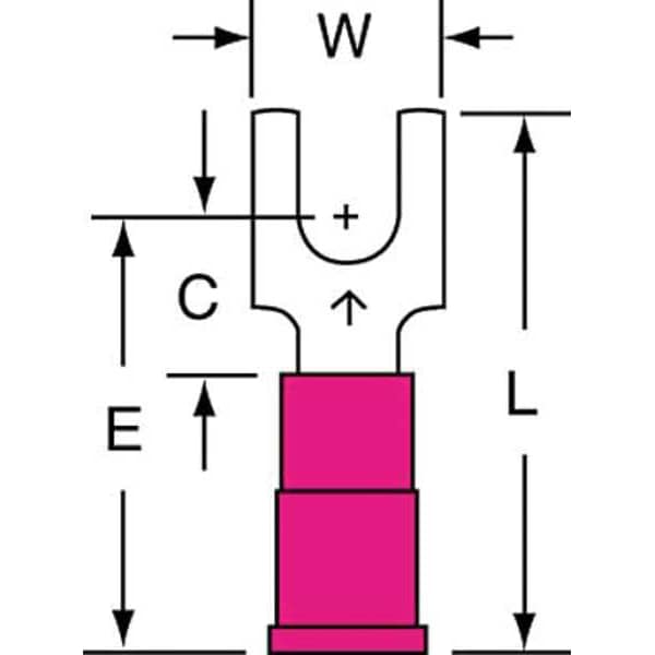 Terminal de horquilla de bloque de vinilo de calibre 22-18 AWG para tornillo #8, paquete de 1000 unidades - MV18-8FBK