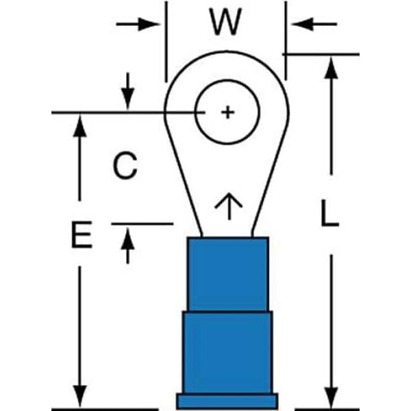 Terminal de anillo de vinilo de 16-14 AWG para perno #8, paquete de 1000 - MVU14-8R/LK