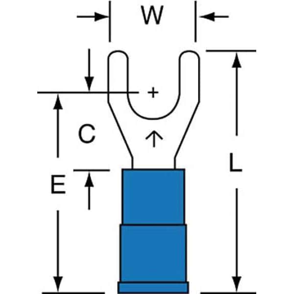 Terminal de horquilla de vinil de calibre 16-14 AWG para stud #10 - Paquete de 1000