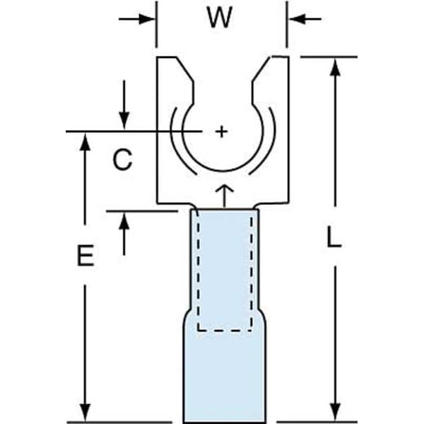 Terminal de horquilla con bloqueo de contracción de calor 16-14 AWG 1/4" para perno - PK250 - MH14-14FLK