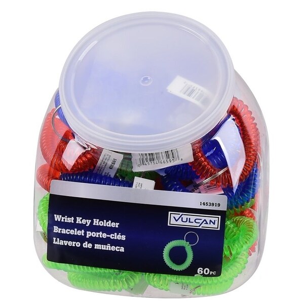 Vulcan Wrist Key Holder, Key Ring Ring, 7/8 in Dia Ring, EVA Case, Blue/Green/Red - CX013