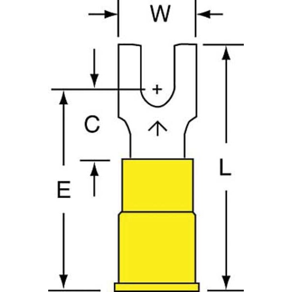 Terminal de bloque de vinilo para horquilla de cable de 12-10 AWG #6 Stud PK500 - MVU10-6FBK