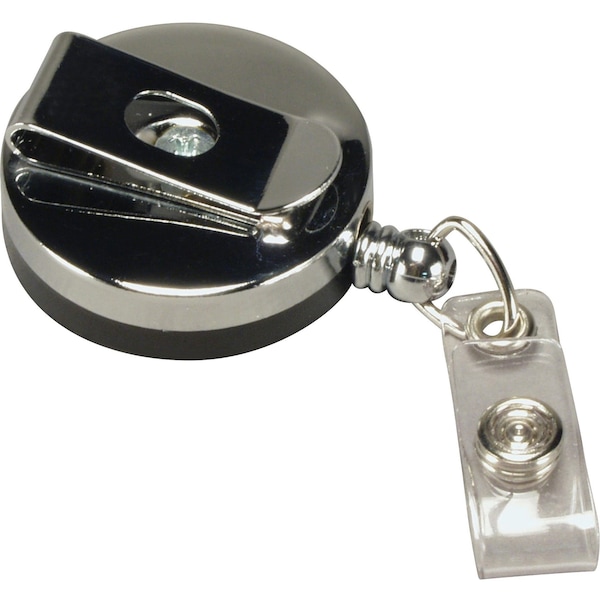Baumgartens Reel, Id Card, W/Nylon Cord, Black, Plastic, Badge Holder - 68814