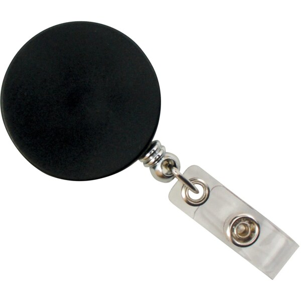 Baumgartens Reel, Id Card, W/Nylon Cord, Black, Plastic, Badge Holder - 68814